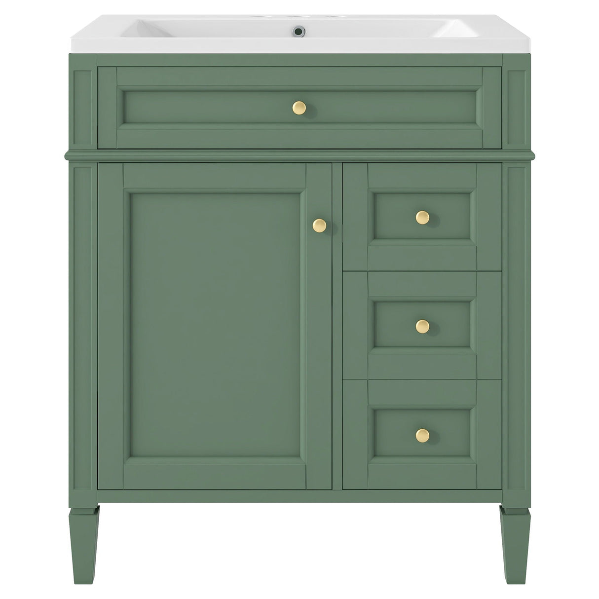 Bathroom Vanity With Top Sink, Storage Cabinet With 2 Drawers And Tip Out Drawer, Freestanding Set With Mirror Cabinet