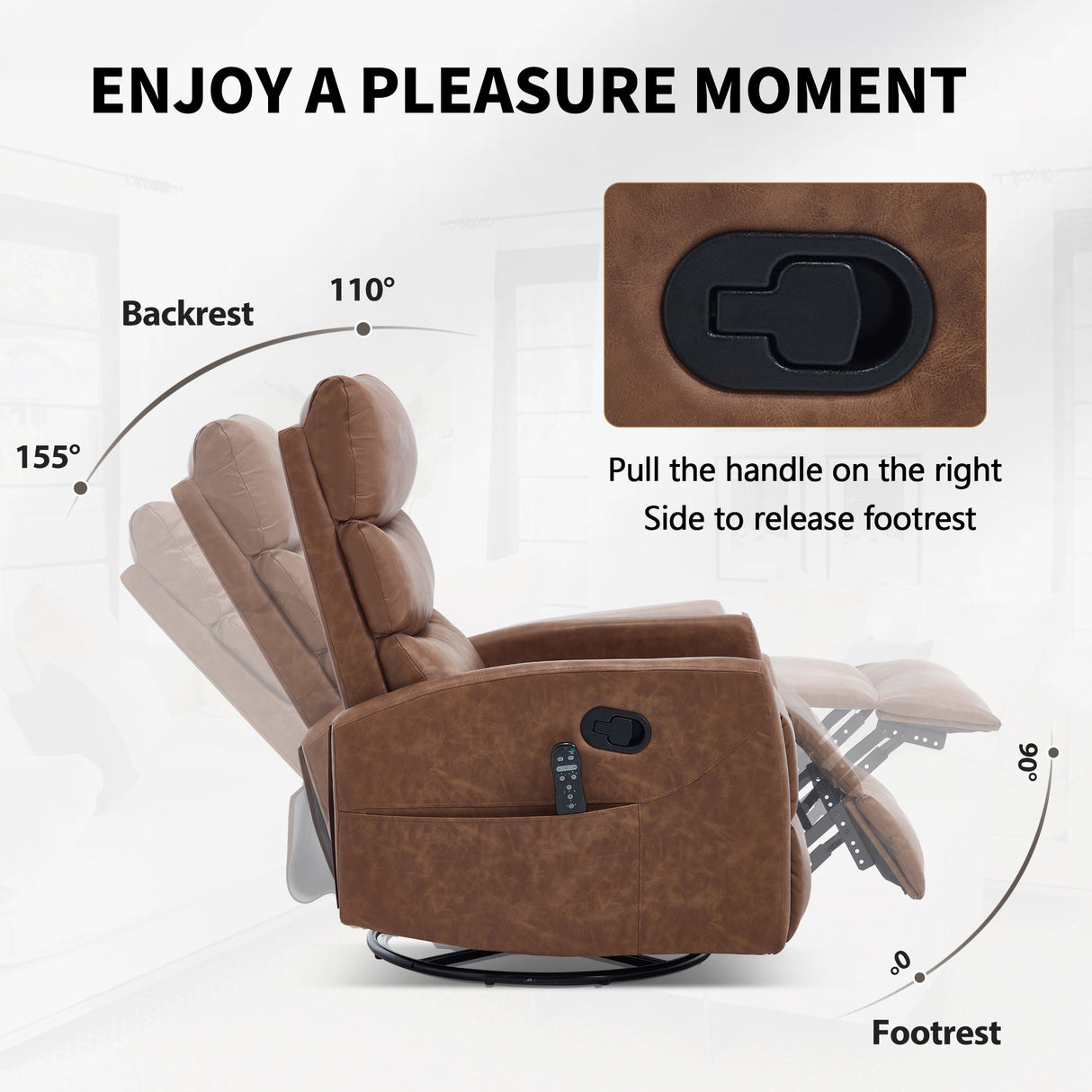 Heat Massage Manual Recliner Chair with Rocker and Swivel
