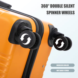 3-Piece ABS Spinner Wheel Luggage Set in Black and Orange