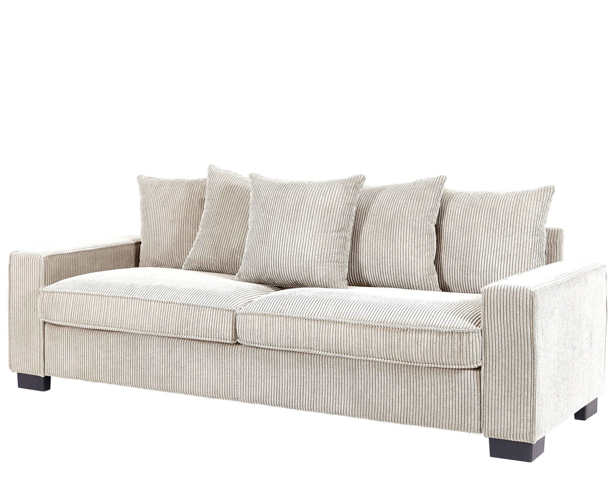 Luxe Sofa With 5 Matching Toss Pillows, Sleek Design, Spacious And Comfortable 3 Seater Couch