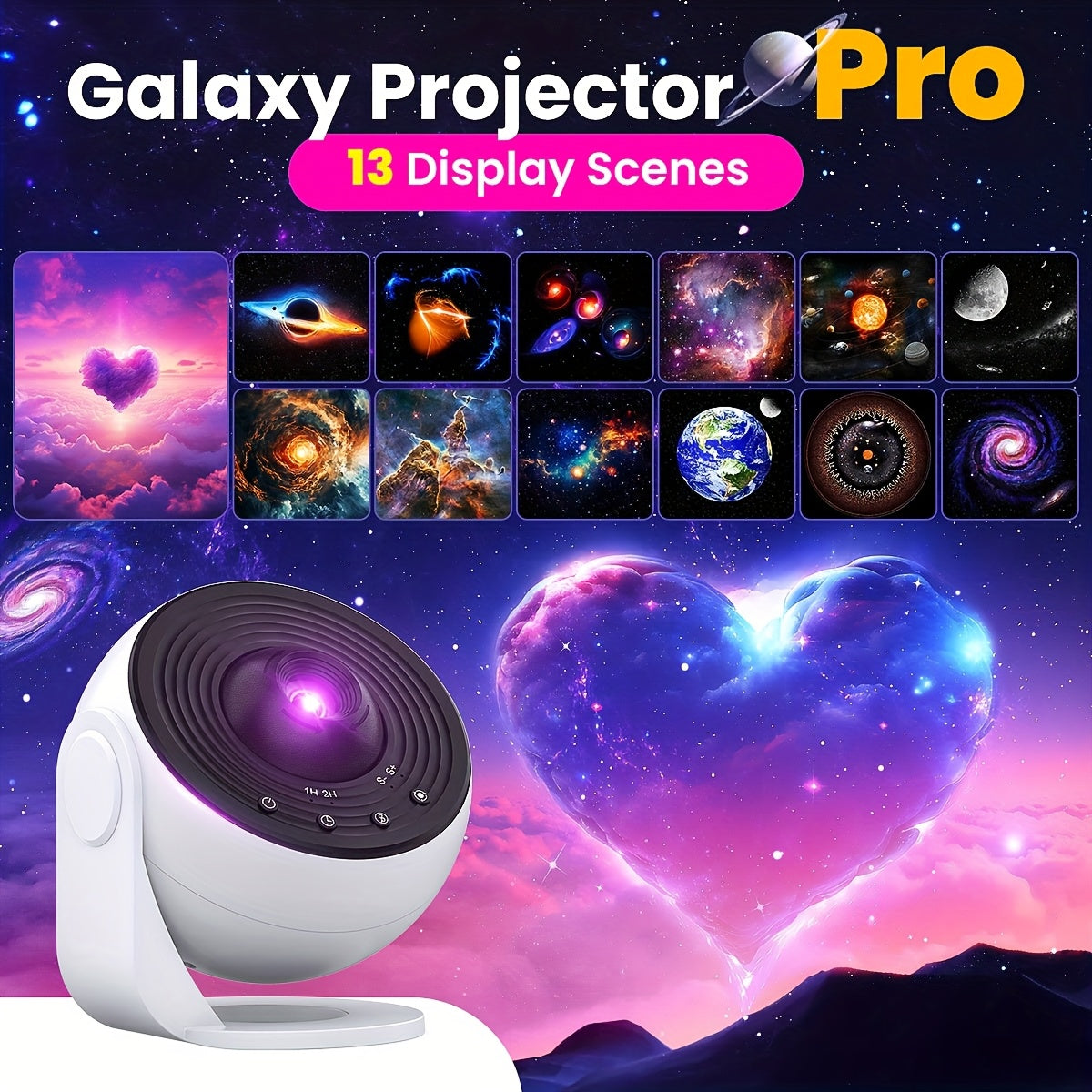 4K Galaxy Projector for Bedroom with 13 Films - HD Star & Earth Night Light Moktan Sabai