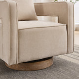 Fernleigh Swivel Accent Open Back Barrel Chair With Weathered Base