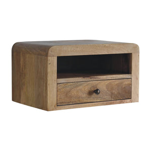 Chunky Floating Bedside, 1-Drawer, 1 Open Slot, Oak-ish