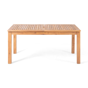 Outdoor 7 Pieces Rustic Patio Acacia Expandable Dining Set with Cushions