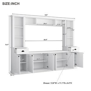 Minimalist Entertainment Wall Unit Set With Bridge For TVs Up To 75"