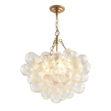 20-Inch Gold Pendant Light Chandelier with Threaded Clear Glass Globe Shade