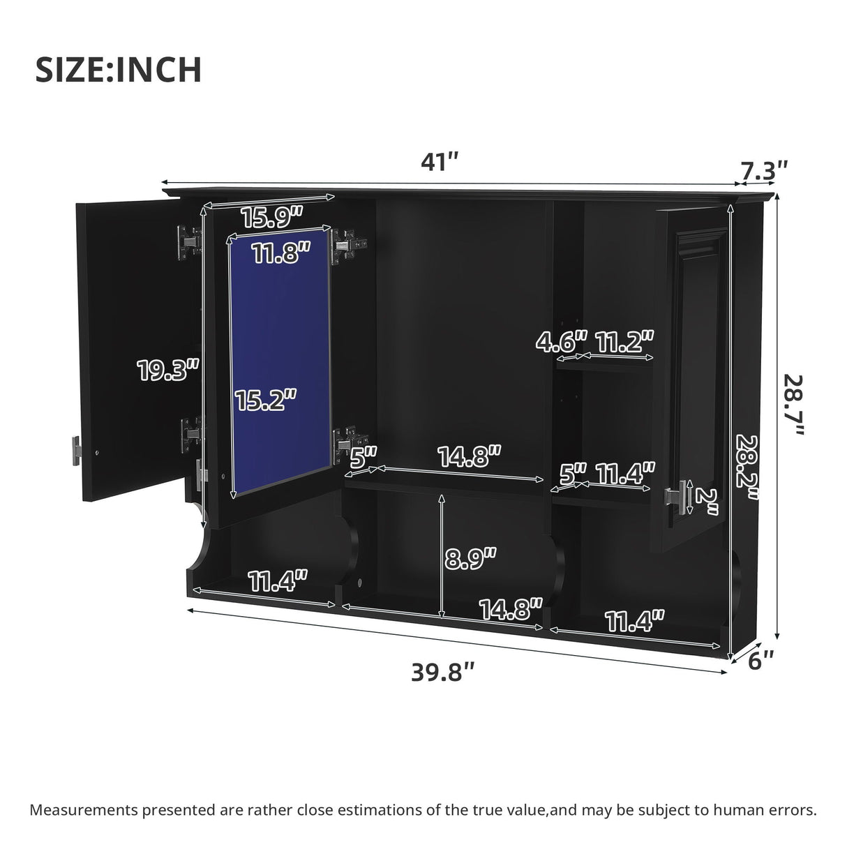 Modern Wall Mounted Mirror Medicine Cabinet With Open Shelves