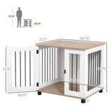PawHut Dog Crate Furniture, Side Table Indoor Dog Kennel, End Table with Lockable Door for Small and Medium Dogs, Walnut Brown