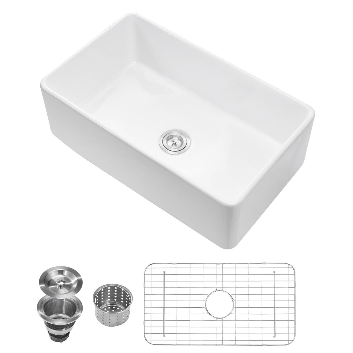 33.5x20 in Farmhouse Sink Undermount Kitchen Single Bowl Basin Fireclay