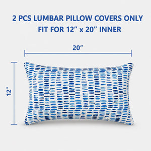2 Pack Outdoor Lumbar Pillow Covers - Blue Dash
