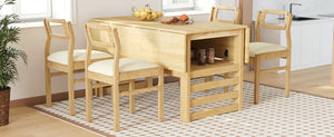 TOPMAX Modern 5-Piece Extendable Wood Dining Table Set