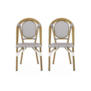 Outdoor Rattan and Aluminum French Bistro Chair Set