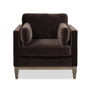 Knox 36" Modern Farmhouse Arm Chair, Deep Brown Performance Velvet