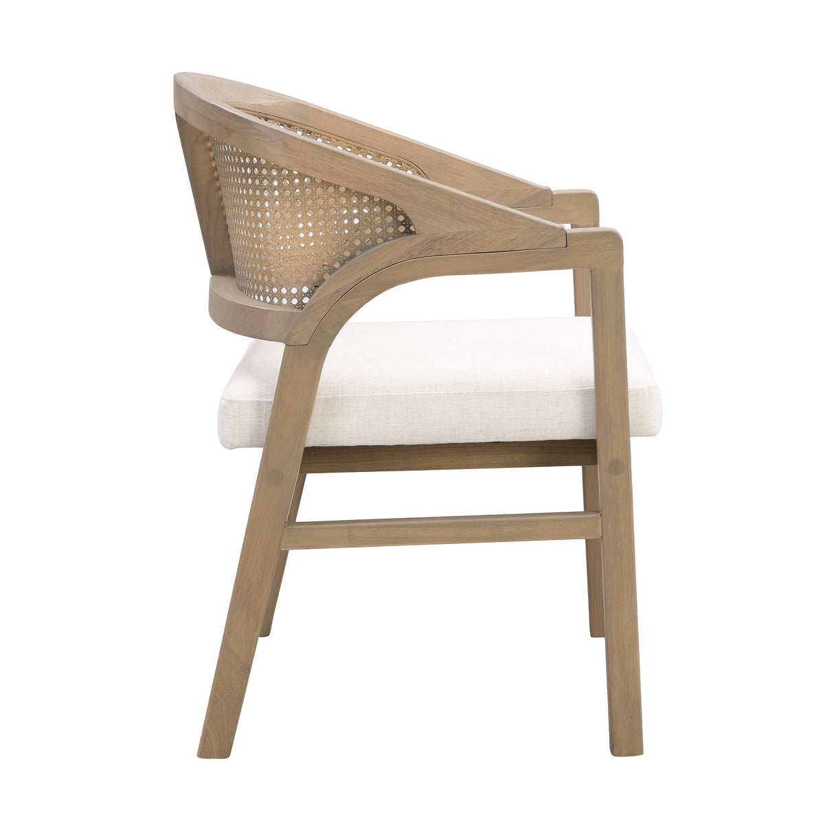 Wooden Frame Dining Chair with Rattan Back, Set of 2