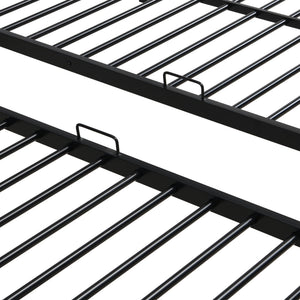 Modern Metal Triple Bunk Bed With Vertical Ladder, Safety Rail, And Storage Shelf - Black