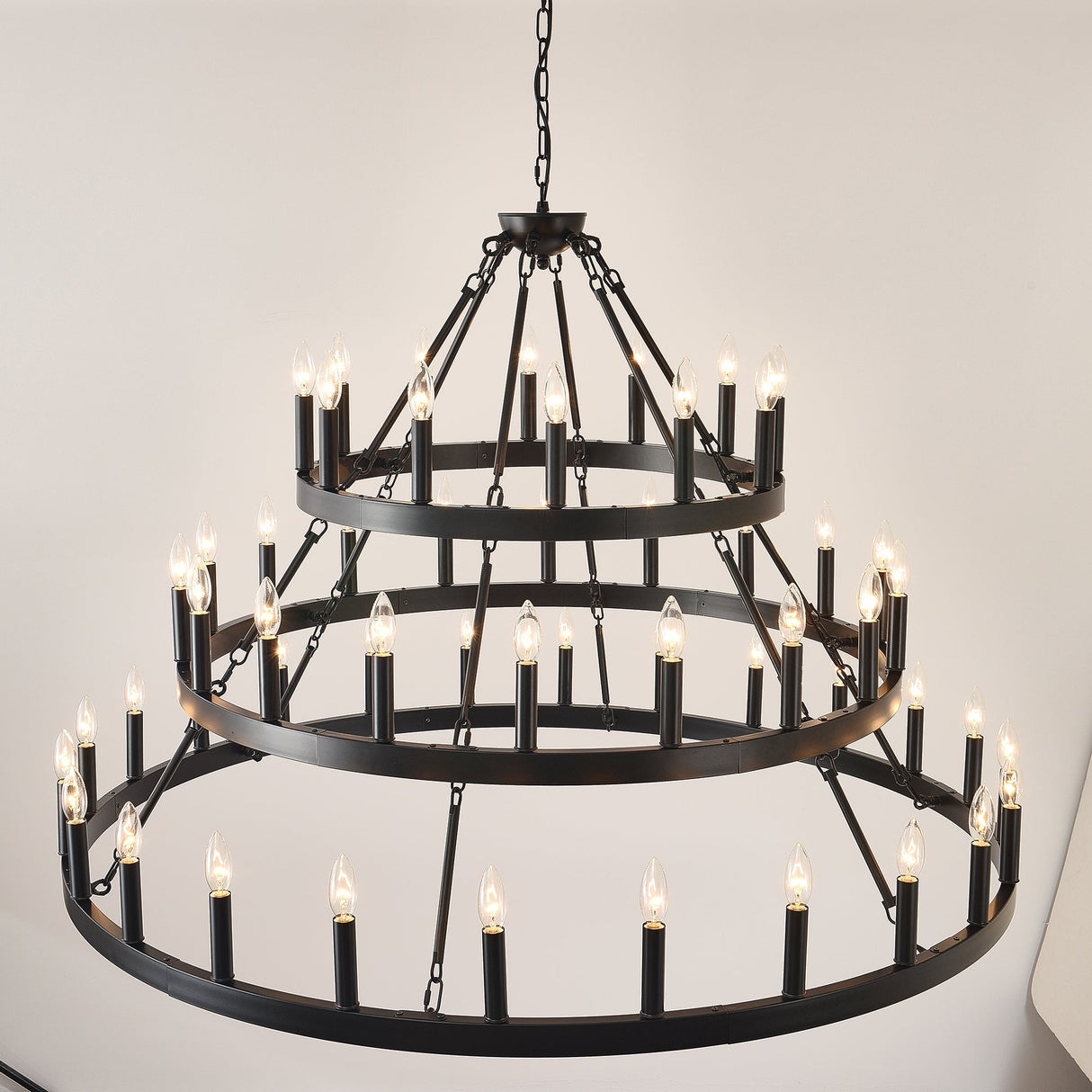 39.37 Inch 3-Tiers Wagon Wheel Chandelier