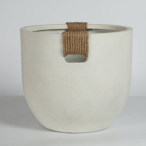 Round Concrete Planter Set of 2, Large Handmade Off White Pots