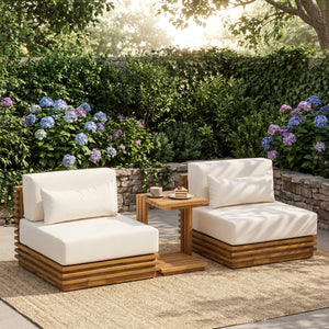 Oversized Outdoor 3-Piece Chat Set with Two Club Chairs and Side Table