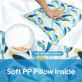 2 Pack Outdoor Pillows, Waterproof & Fade-Resistant Patio Cushions (18x18 Inch, Blue Leaf)