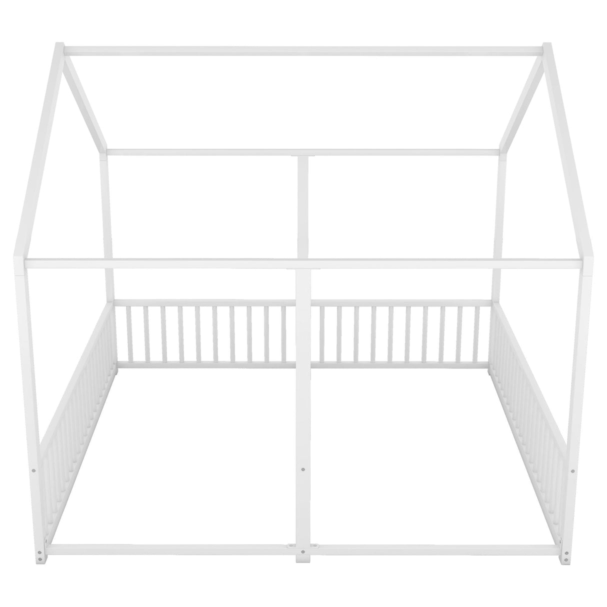 Metal Twin Size House Platform Beds 2 Shared Beds - Antique White