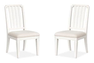 Willowbrook - Upholstered Side Chair With Wood Slat Back (Set of 2) - Egg Shell White