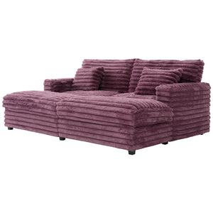 Oversized Double Chaise Lounge Sofa Bed With USB Ports And Cup Holders