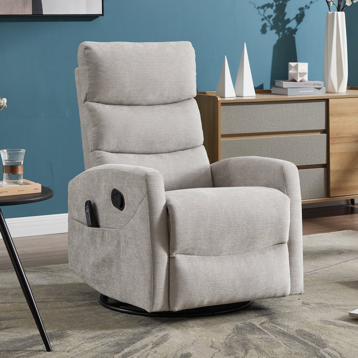 Heat Massage Manual Recliner Chair with Rocker and Swivel