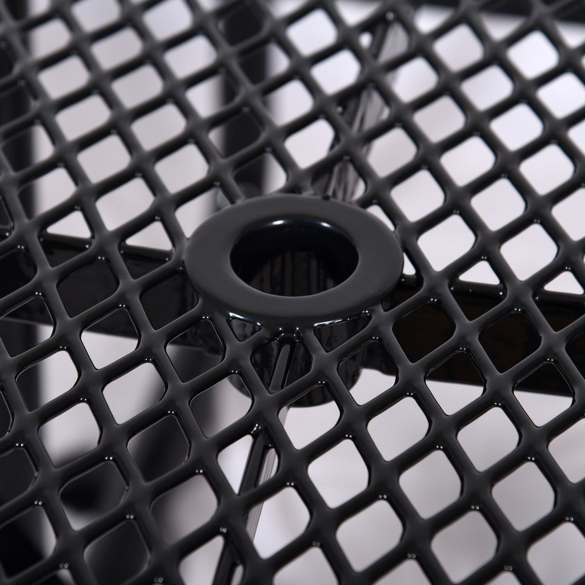 Square Outdoor Steel Picnic Table, With Umbrella Pole