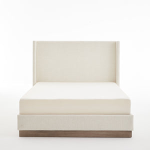 Hosford Upholstered Wingback Bed with Wood Base Platform