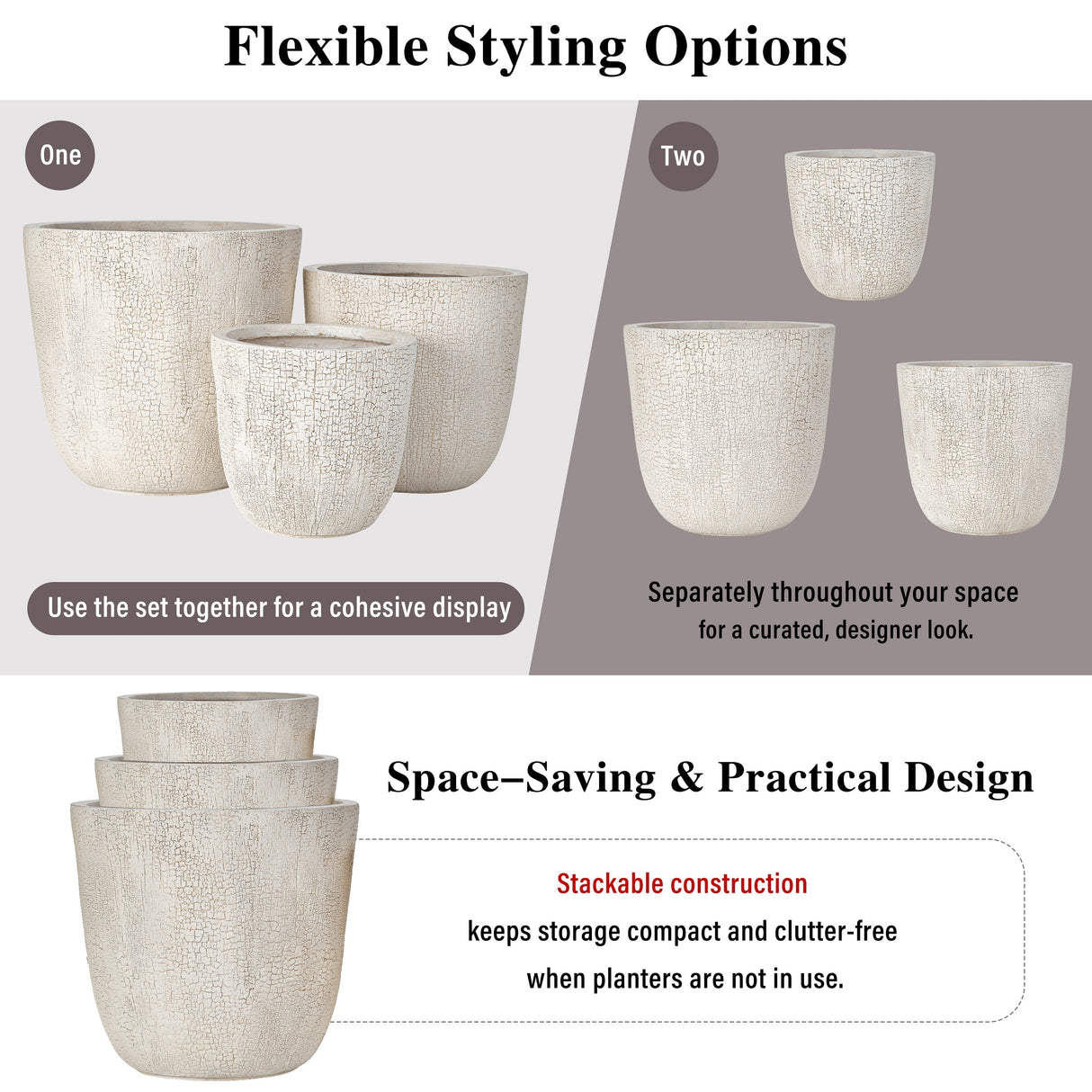 U_STYLE Lightweight MGO Planter Set of 3