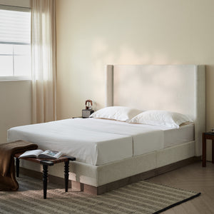 Hosford Upholstered Wingback Bed with Wood Base Platform