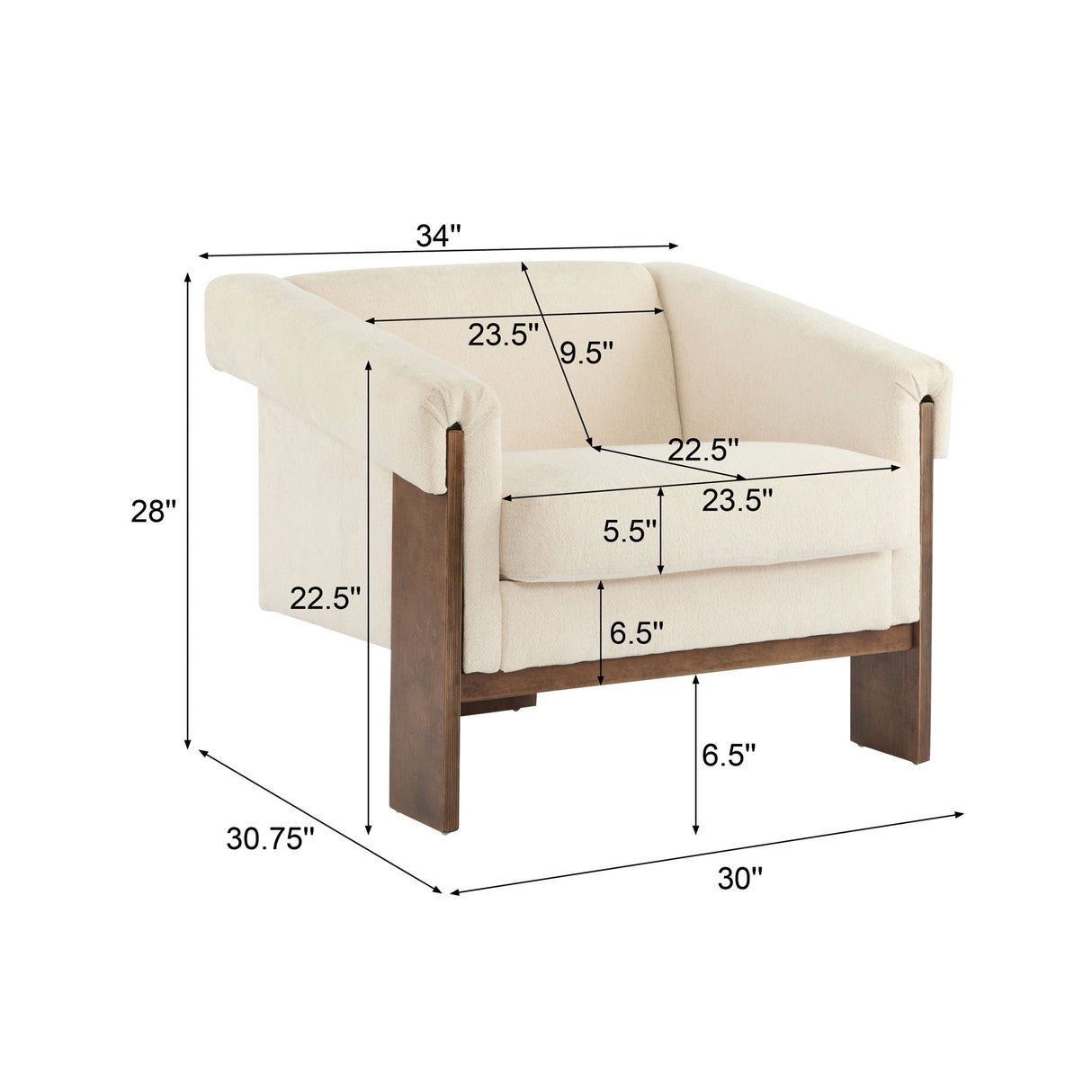 Sierra Vintage Modern Accent Chair With Deep Cushions And Wide Armrests