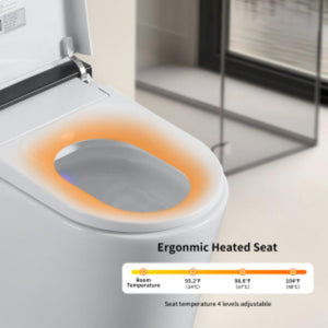 Smart Toilet With Bidet Seat Built In, Auto Open / Close Seat, Foot Sensor, LED Display - White
