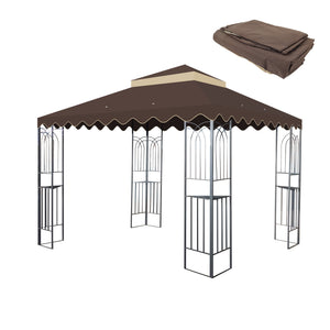 10x10 Ft Outdoor Patio Gazebo Replacement Canopy - Brown
