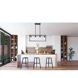 Pendant lighting 4 light industrial vintage open frame rectangle chandeliers modern black linear cage ceiling light fixture