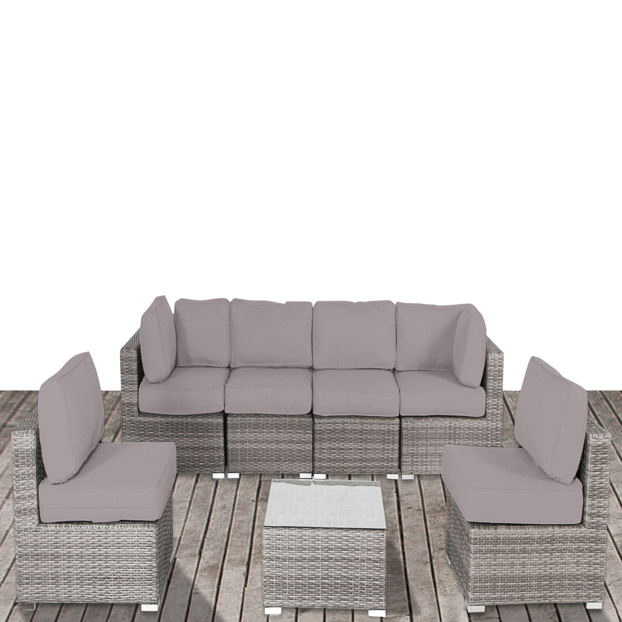 Seating Set With Cushions Handcrafted Wicker Design