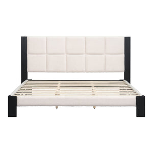Boucle Cal King Bed Frame with Cube Headboard