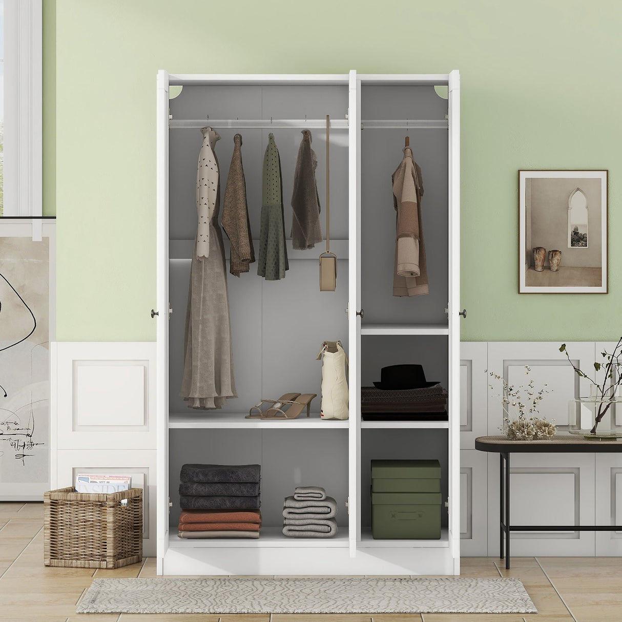 3 Door Shutter Wardrobe With Shelves