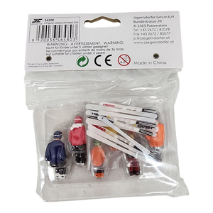 6 Piece sitting figurines with Skis - Red/Orange