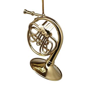 Brass French Horn Ornament with Case