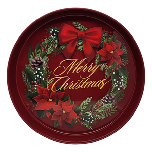 Huge Deep Round 13.5" Tray - Merry Christmas
