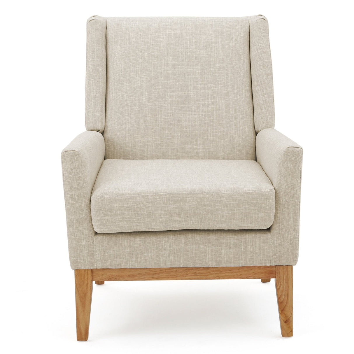 Dimensionality Upholstered Accent Chair with Wing Back and Wood Legs - Accent Chairs