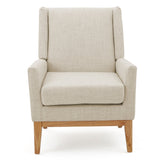 Dimensionality Upholstered Accent Chair with Wing Back and Wood Legs - Accent Chairs