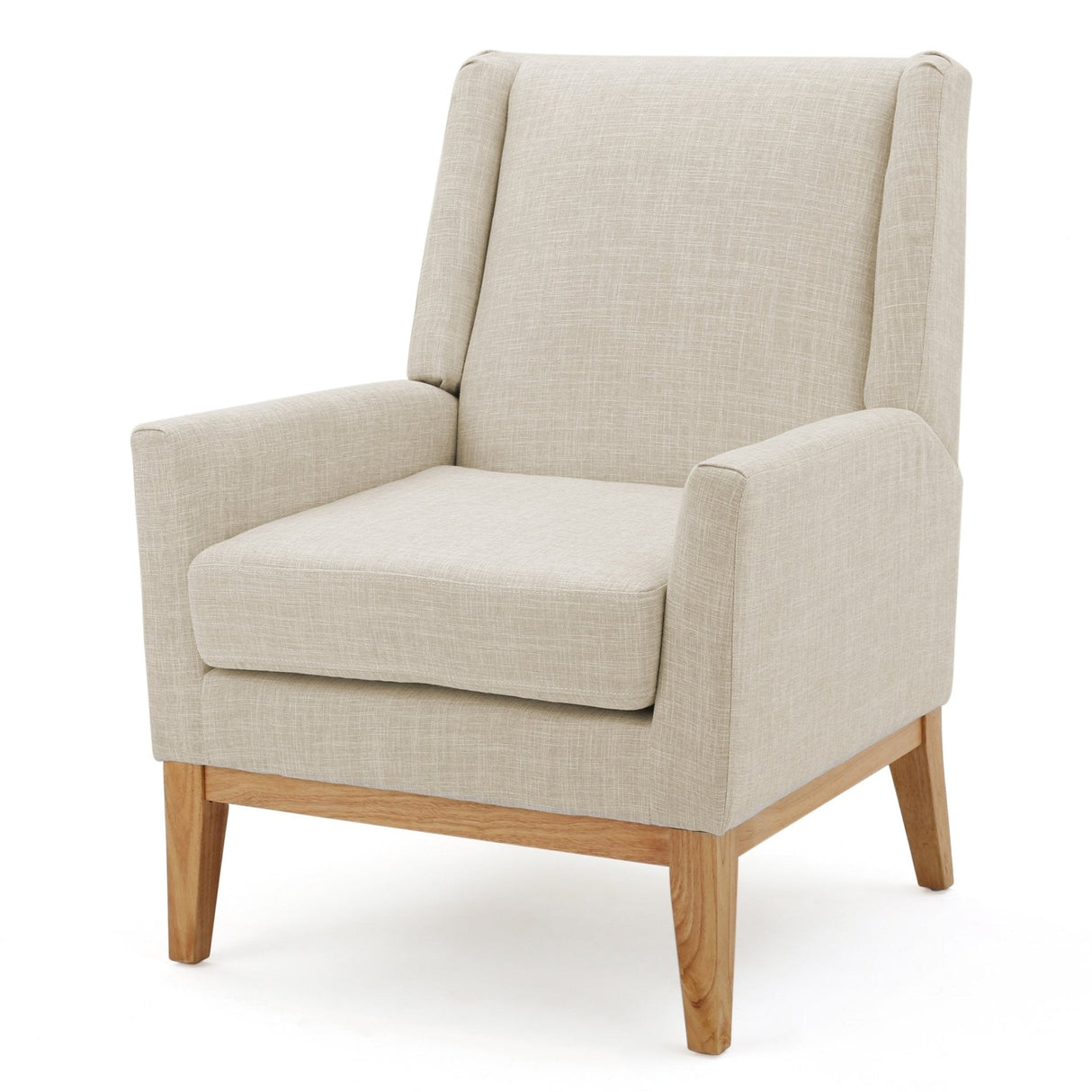 Dimensionality Upholstered Accent Chair with Wing Back and Wood Legs - Accent Chairs