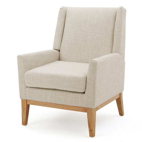 Dimensionality Upholstered Accent Chair with Wing Back and Wood Legs - Accent Chairs