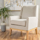 Dimensionality Upholstered Accent Chair with Wing Back and Wood Legs - Accent Chairs