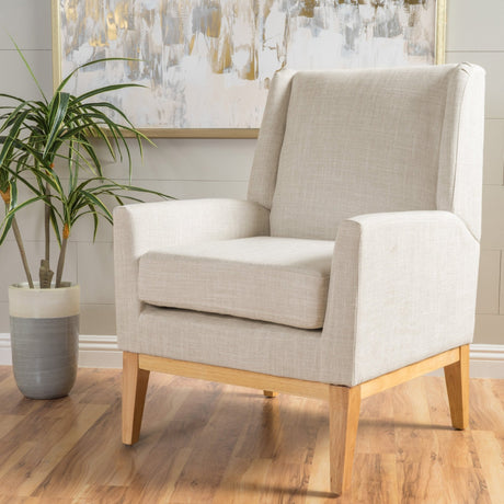 Dimensionality Upholstered Accent Chair with Wing Back and Wood Legs - Accent Chairs