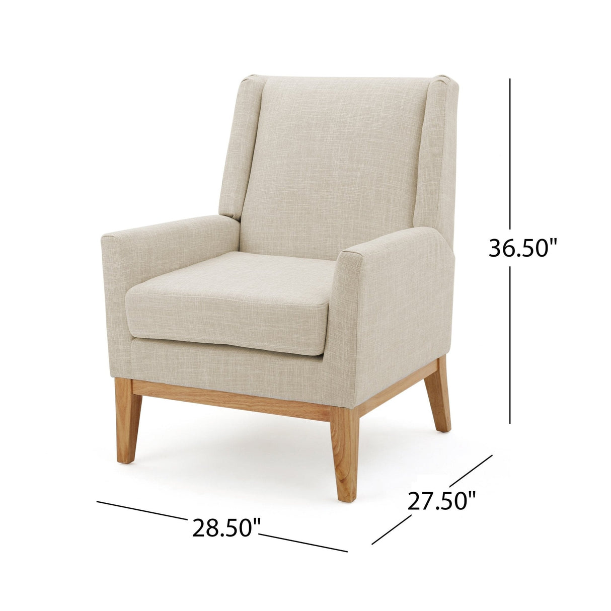 Dimensionality Upholstered Accent Chair with Wing Back and Wood Legs - Accent Chairs