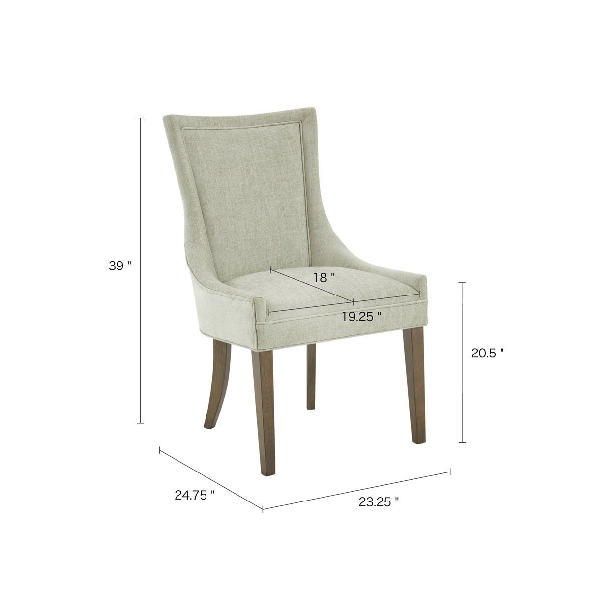 Dining Chair with High Back and Solid Wood Legs, Set of 2 - Dining Chairs
