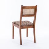 Dining Chair with Rattan Back and Wood Legs, Set of 2 - Dining Chairs